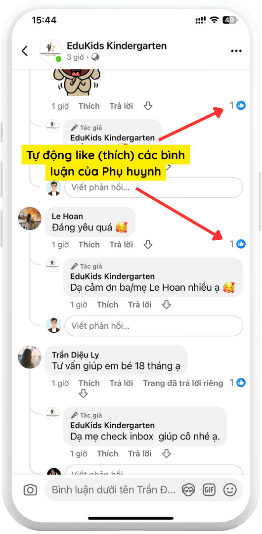 EduChatbot_Tự động like bình luận